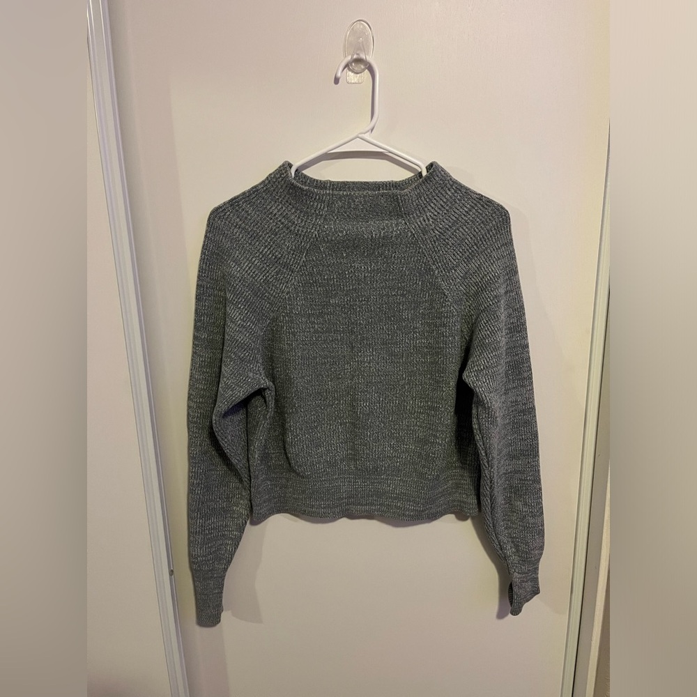 Free People Sweater Womens Gray‎ Cropped Long Sleeve Mock Neck Pullover Small